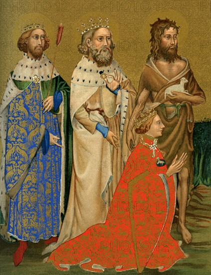 King Richard II of England and his patron saints, 14th century (1893). Artist: Unknown