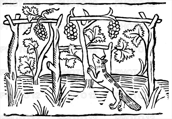 The Fox and the Grapes, 15th century (1893). Artist: Unknown