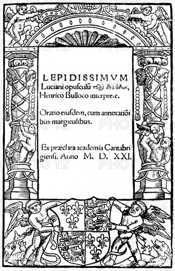 Title page of Lucian, 1521, (1893). Artist: Unknown