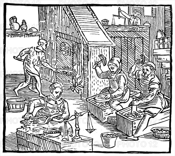 Coiners at work, 1577, (1893). Artist: Unknown