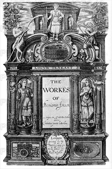 Title page of the works of Ben Jonson, 1616 (1893). Artist: Unknown