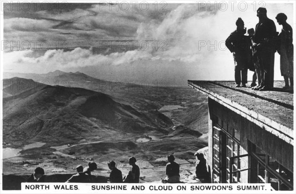 Sunshine and clouds on Snowdon's summit, north Wales, 1936. Artist: Unknown