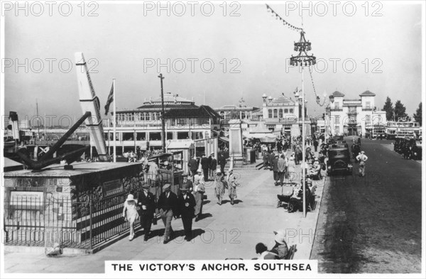 The Victory's anchor, Southsea, 1937. Artist: Unknown