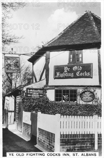 Ye Old Fighting Cocks Inn, St Albans, Hertfordshire, 1937. Artist: Unknown