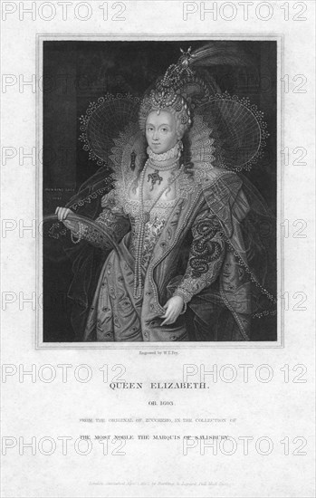 Elizabeth I, Queen of England, (1832).Artist: William Thomas Fry