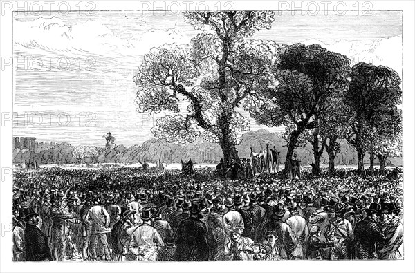 Great demonstration at the Reformers Tree in Hyde Park, London, mid 19th century. Artist: Unknown