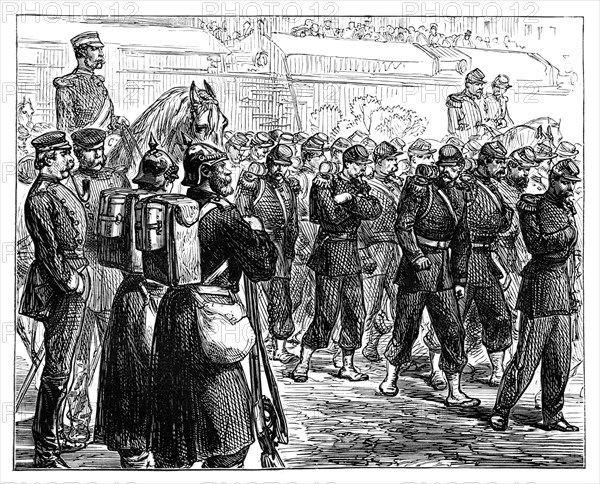 The French Troops leaving Metz, c1870. Artist: Unknown