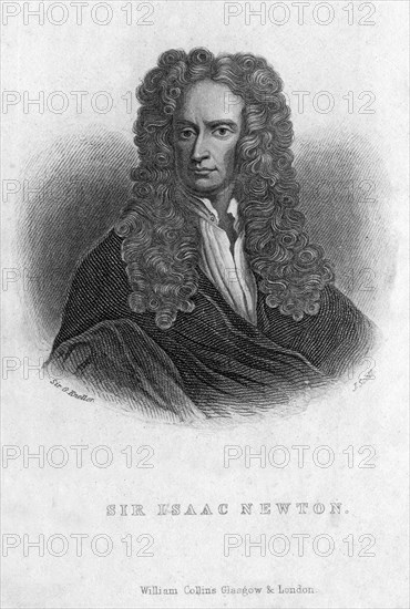 Sir Isaac Newton, English mathematician, astronomer and physicist, (19th century).Artist: J Scott