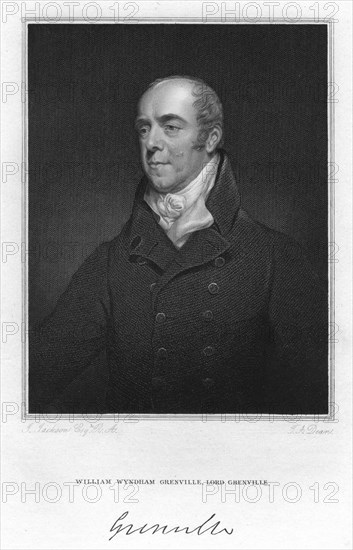 William Wyndham Grenville, 1st Baron Grenville, British Whig statesman and Prime Minister, 1829.Artist: Dean