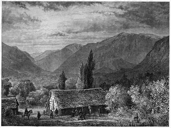 View in a valley of the Cordillera, Chile, 1877. Artist: Unknown