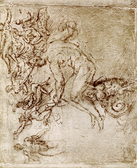 Pen and ink sketches by Leonardo De Vinci, 1913.Artist: Leonardo da Vinci