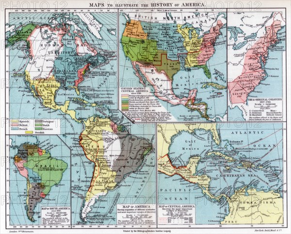 Maps to illustrate the history of America, 1901. Artist: Unknown