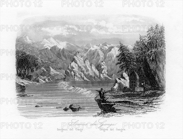 Source of the Ganges, India, c1840. Artist: N Remond