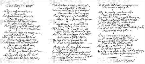 Queen Mary's Lament, poem in the handwriting of Robert Burns, late 18th century, (1840). Artist: Robert Burns