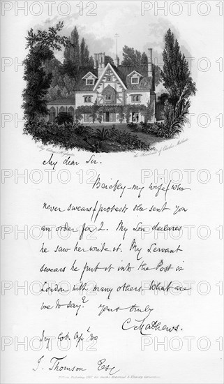 Ivy Cottage, Highgate, residence of Charles Mathews, early 19th century, (1840). Artist: Unknown