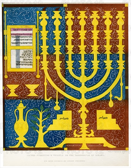 Sacred furniture and vessels of the Tabernacle of Israel, 15th century, (1840). Artist: C J Smith