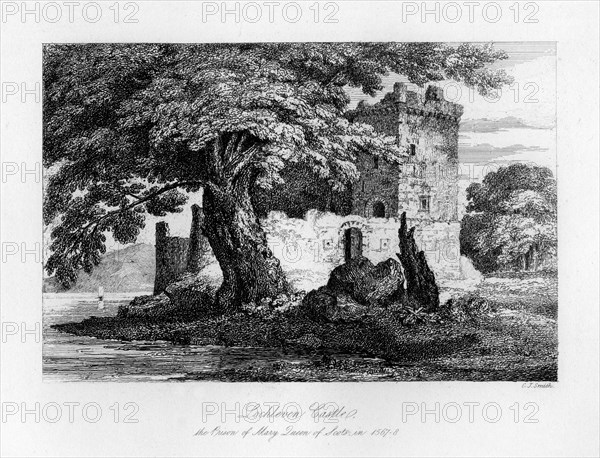 Lochleven Castle, Scotland, the prison of Mary, Queen of Scots, 1840. Artist: C J Smith