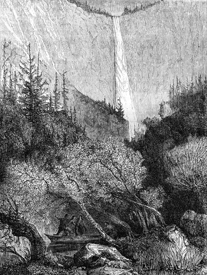 'Waterfall', Yosemite National Park, California, 19th century.Artist: Paul Huet