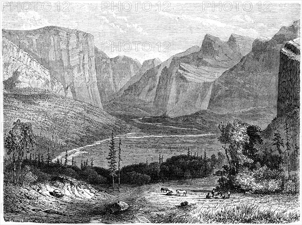 'Yosemite Valley', California, 19th century.Artist: Paul Huet
