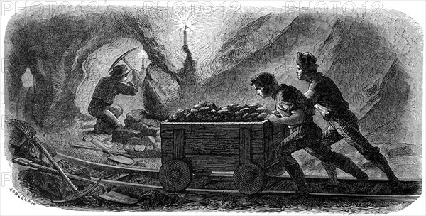 'Quartz Mining', California, 1859.Artist: Gustave Adolphe Chassevent-Bacques