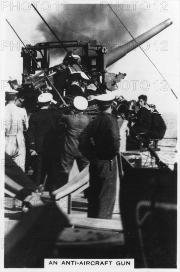 An anti-aircraft gun on board HMS 'Nelson', 1937. Artist: Unknown