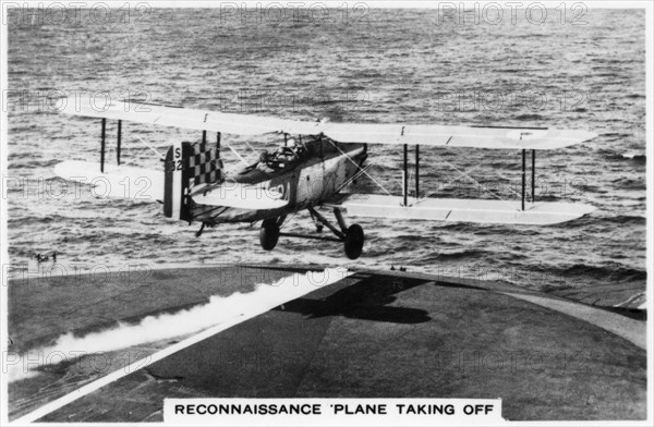 Fairey III F reconnaissance plane taking of from the aircraft carrier HMS 'Courageous', 1937. Artist: Unknown