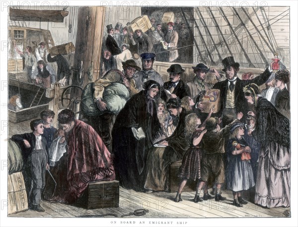 'On board the emigrant ship', 1871. Artist: Unknown