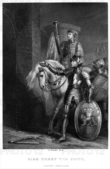 King Henry V (1387-14220), before Harfleur, 19th century.Artist: Richard Westall