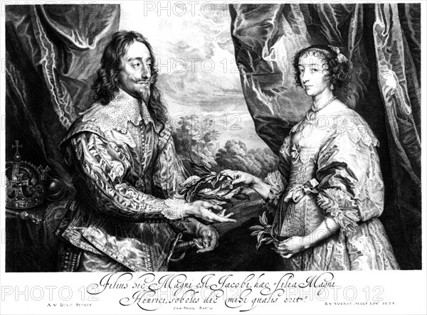 King Charles I (1600-1649) and Queen Henrietta Maria (1609-1669). Artist: Unknown