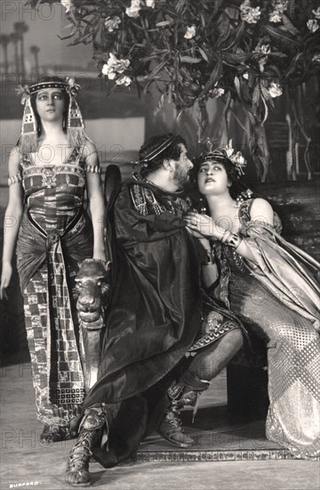 Herbert Beerbohm Tree, Constance Collier and Alice Crawford, English actors, 1907.Artist: FW Burford