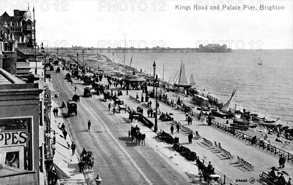 King's Road and the Palace Pier, Brighton, Sussex, early 20th century. Artist: Unknown