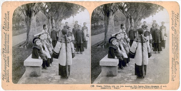 Mission children, with one little American girl, Canton, China, 1900. Artist: Underwood & Underwood