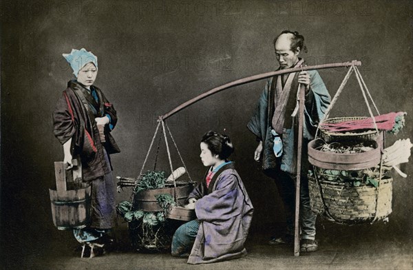 Vegetable pedlar, Japan, 1882. Artist: Felice Beato