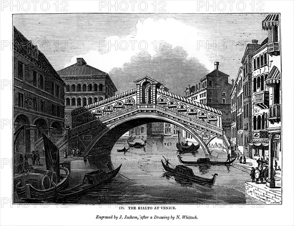 The Rialto at Venice, 1843. Artist: J Jackson