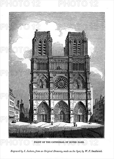 Front of the Cathedral of Notre Dame, 1843. Artist: J Jackson