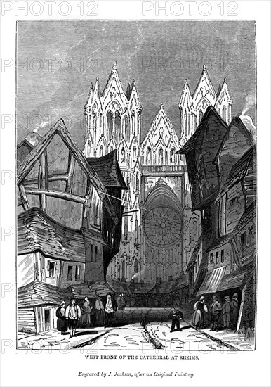 West front of the Cathedral at Rheims, 1843. Artist: J Jackson