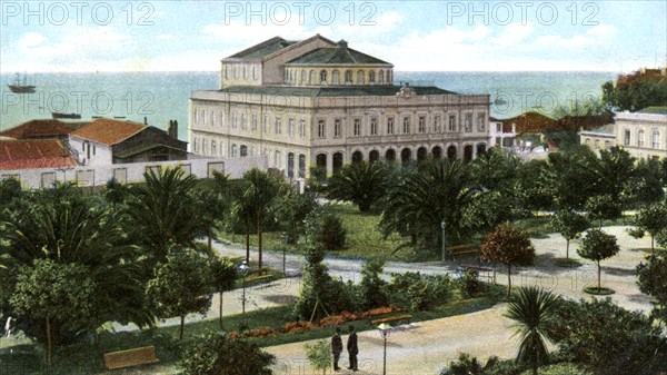 Public garden and theatre, Madeira, 1905. Artist: Unknown