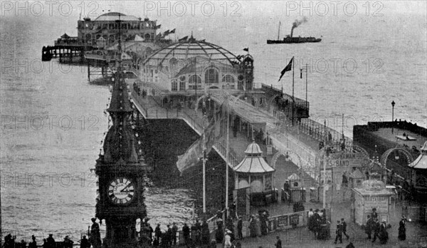 Brighton Aquarium and Palace Pier, Brighton, East Sussex, early 20th century. Artist: Unknown