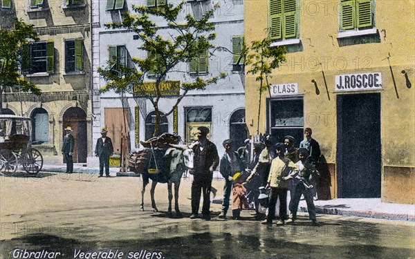 Vegetable sellers, Gibraltar, 1945. Artist: Unknown