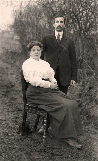 Portrait of a couple outdoors, early 20th century. Artist: Unknown