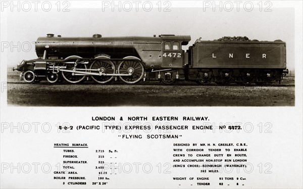 The 'Flying Scotsman' steam locomotive, 20th century. Artist: Unknown