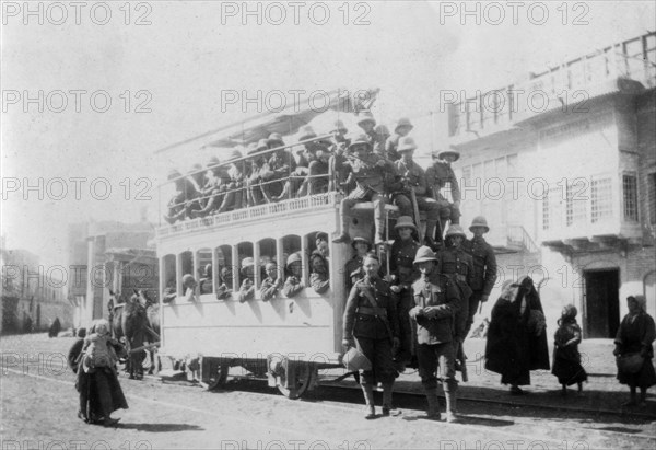 Soldiers from the East Surrey regiment in Kazimain, en route for Baghdad, Iraq, 1917-1919. Artist: Unknown