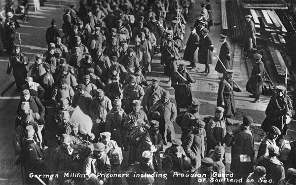 German military prisoners including Prussian guards at Southend on sea, c1914-1915. Artist: Unknown