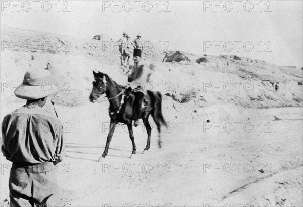 Mounted Turkish officer leaving Mosul, Mesopotamia, WWI, 1918. Artist: Unknown