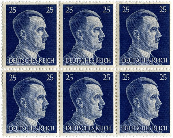 Set of postage stamps featuring Adolf Hitler (1889-1945), 1941-1942. Artist: Unknown