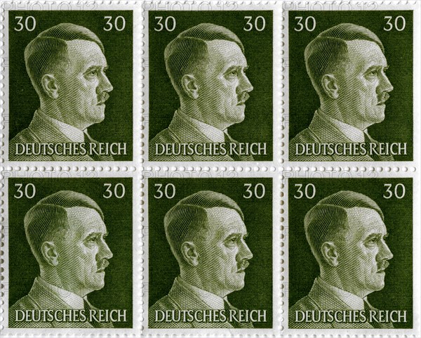 Set of postage stamps featuring Adolf Hitler (1889-1945), 1941-1942. Artist: Unknown