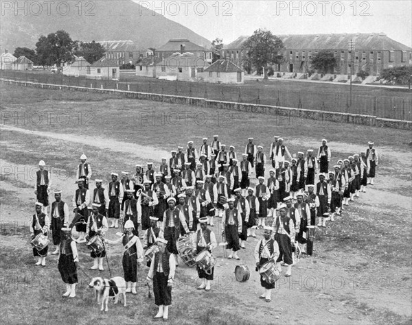 West Indian band, Up-Park-Camp, Jamaica, c1905. Artist: Adolphe Duperly & Son