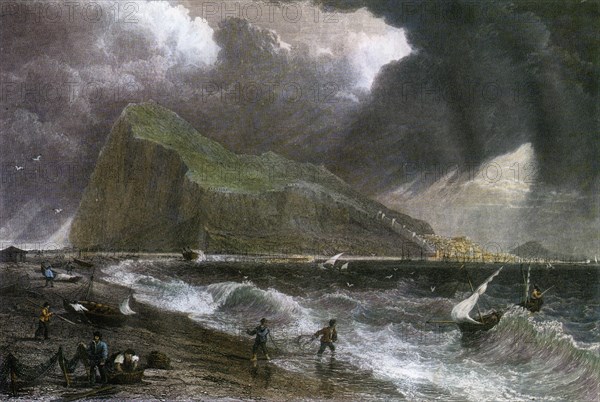 The Rock of Gibraltar, as seen from the bay side, 20th century. Artist: Unknown