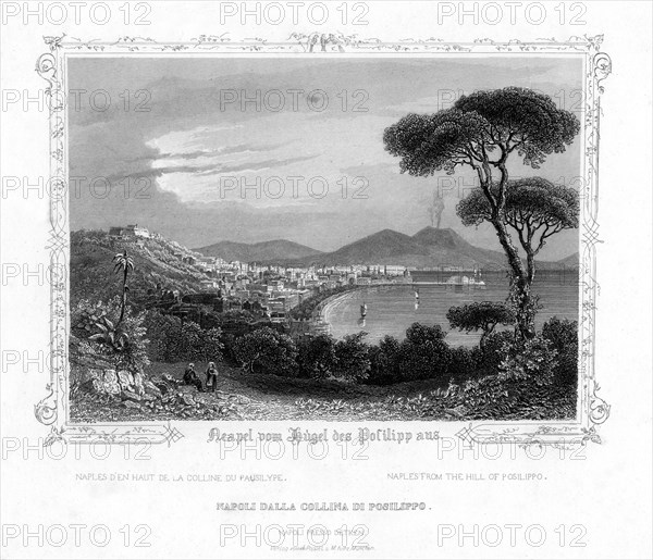 Naples from the hill of Posillipo, Italy, 19th century. Artist: J Poppel