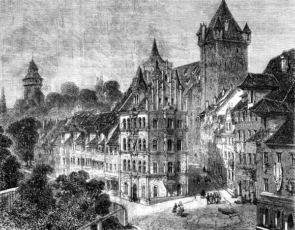 The Panierplatz in Nuremberg, Germany, 19th century.Artist: Therond